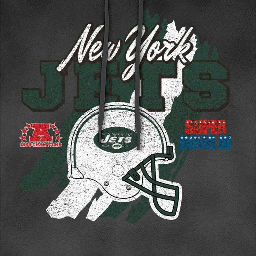 New York Jets New Era Identity Helmet Enzyme Washed Pullover Hoodie - Black Hoodies