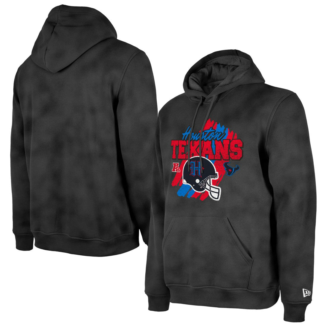Houston Texans New Era Identity Helmet Enzyme Washed Pullover Hoodie - Black Hoodies
