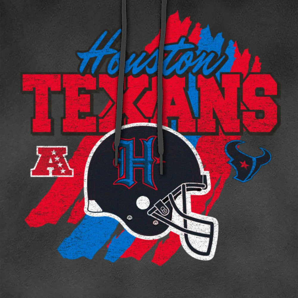 Houston Texans New Era Identity Helmet Enzyme Washed Pullover Hoodie - Black Hoodies