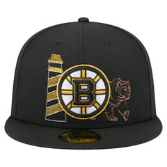 Boston Bruins New Era State Stitch 59FIFTY Fitted Hat - Black | US 202353272