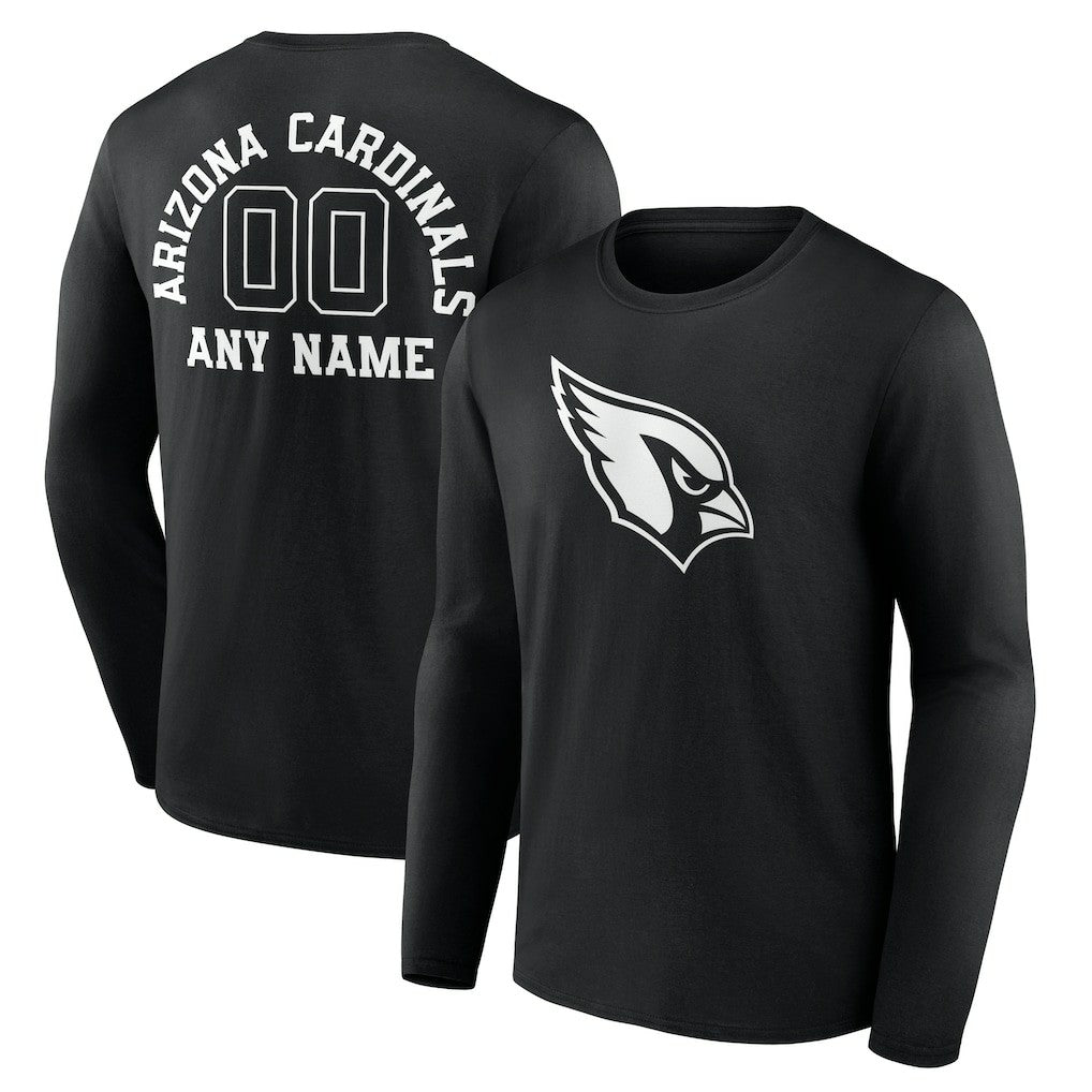 Arizona Cardinals Personalized Name & Number Monochrome Long Sleeve T-Shirt - Black T-shirts