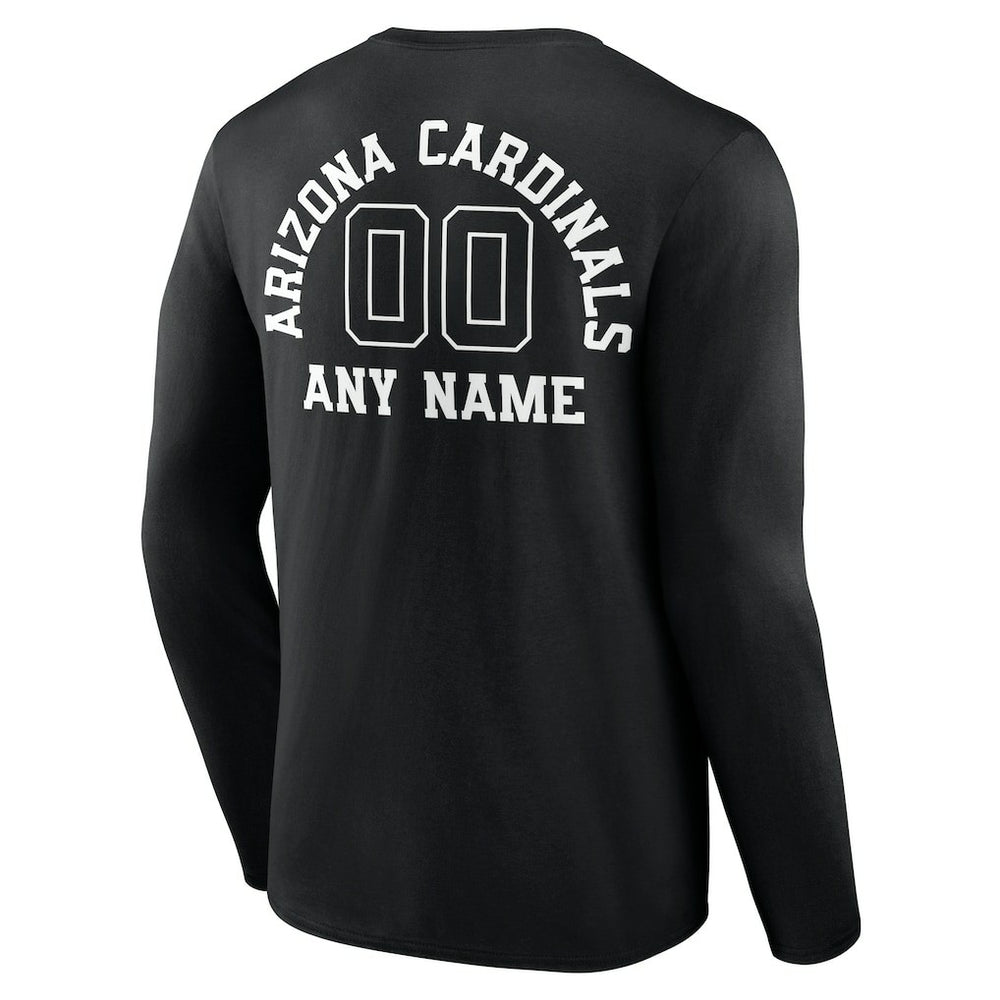 Arizona Cardinals Personalized Name & Number Monochrome Long Sleeve T-Shirt - Black T-shirts