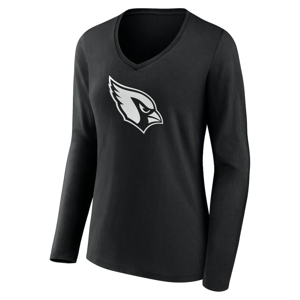 Arizona Cardinals Women's Personalized Name & Number Monochrome Long Sleeve V-Neck T-Shirt - Black T-shirts