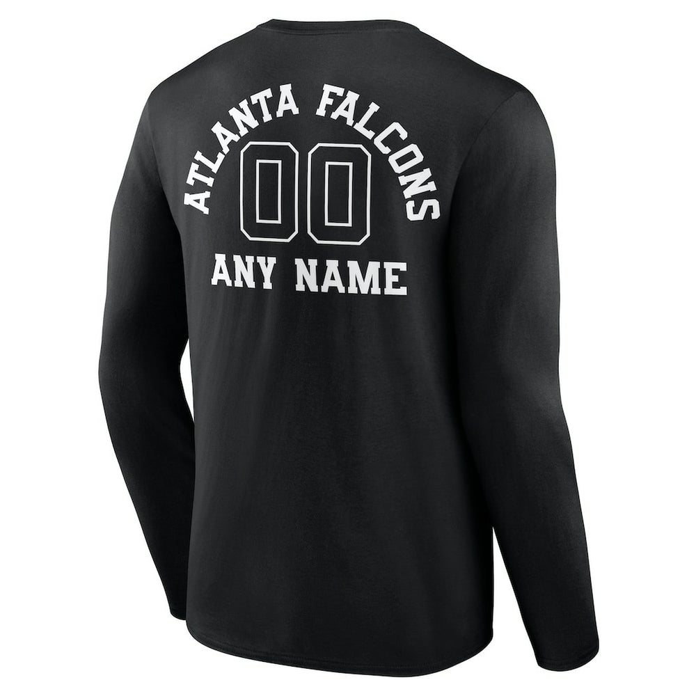 Atlanta Falcons Personalized Name & Number Monochrome Long Sleeve T-Shirt - Black T-shirts