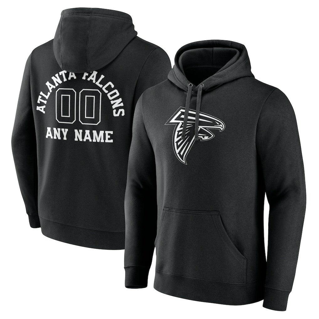 Atlanta Falcons Personalized Name & Number Pullover Hoodie - Black Hoodies