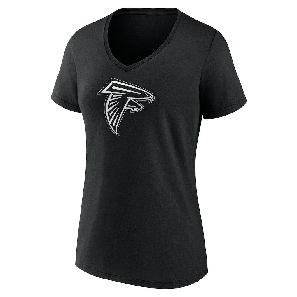 Atlanta Falcons Women's Personalized Name & Number Monochrome V-Neck T-Shirt - Black T-shirts