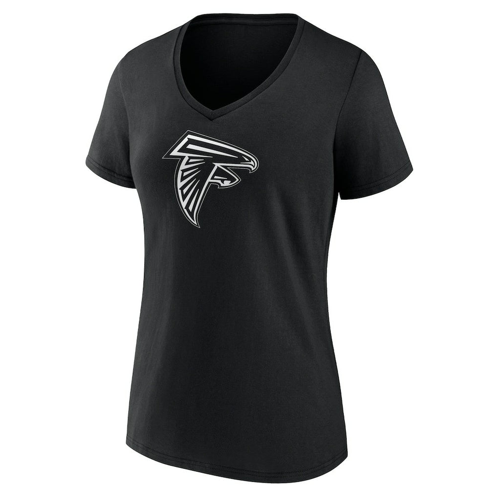 Atlanta Falcons Women's Personalized Name & Number Monochrome V-Neck T-Shirt - Black T-shirts