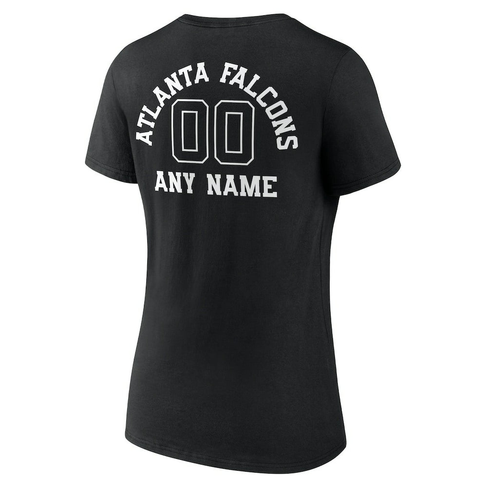 Atlanta Falcons Women's Personalized Name & Number Monochrome V-Neck T-Shirt - Black T-shirts