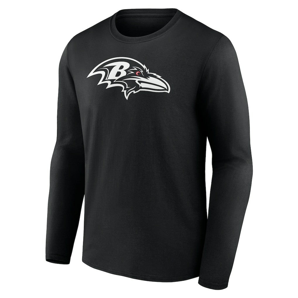 Baltimore Ravens Personalized Name & Number Monochrome Long Sleeve T-Shirt - Black T-shirts