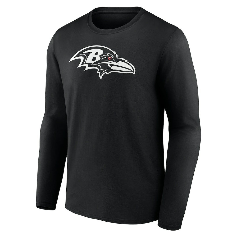 Baltimore Ravens Personalized Name & Number Monochrome Long Sleeve T-Shirt - Black T-shirts