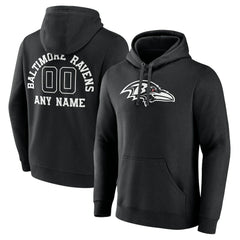 Baltimore Ravens Personalized Name & Number Pullover Hoodie - Black Hoodies