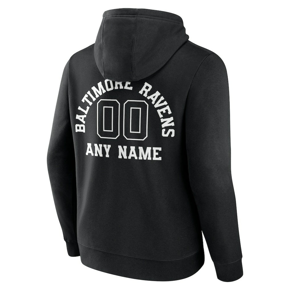 Baltimore Ravens Personalized Name & Number Pullover Hoodie - Black Hoodies