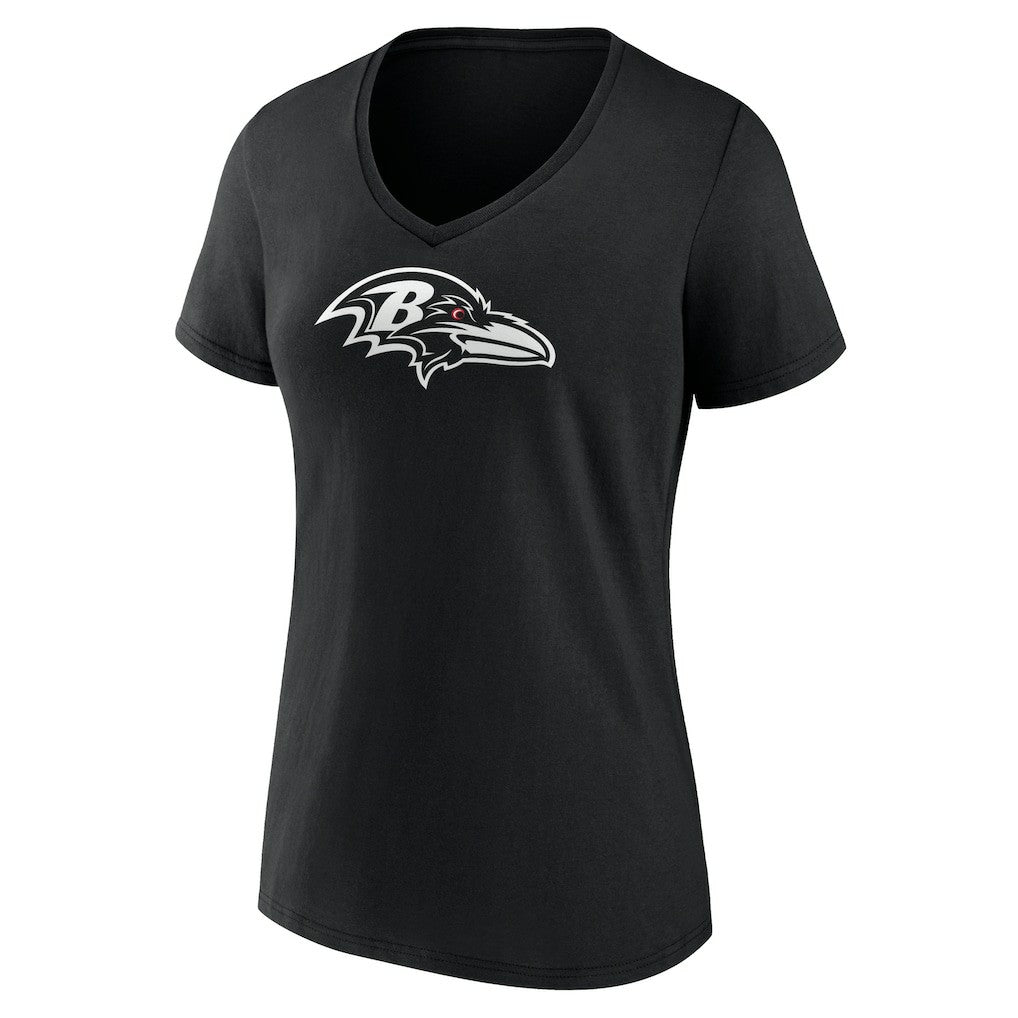 Baltimore Ravens Women's Personalized Name & Number Monochrome V-Neck T-Shirt - Black T-shirts