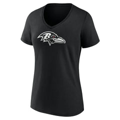 Baltimore Ravens Women's Personalized Name & Number Monochrome V-Neck T-Shirt - Black T-shirts