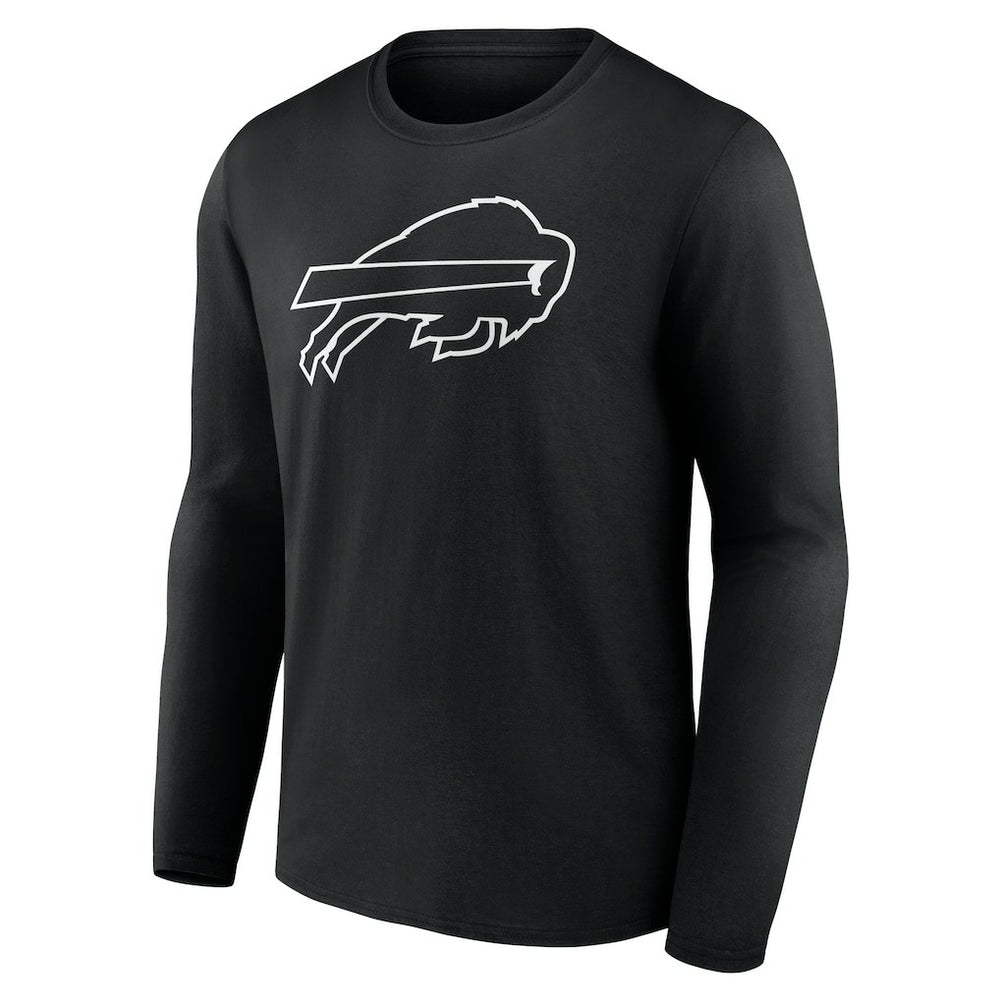 Buffalo Bills Personalized Name & Number Monochrome Long Sleeve T-Shirt - Black T-shirts