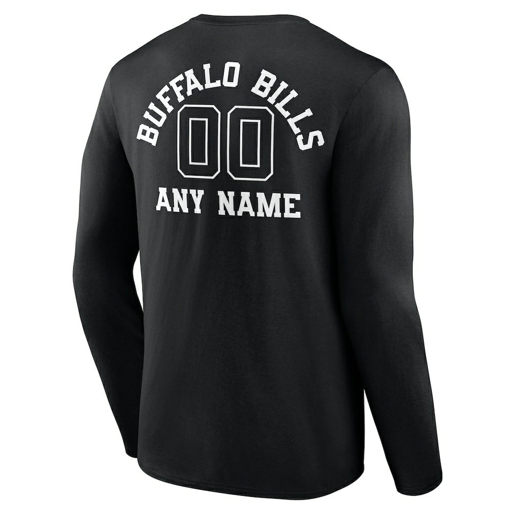 Buffalo Bills Personalized Name & Number Monochrome Long Sleeve T-Shirt - Black T-shirts