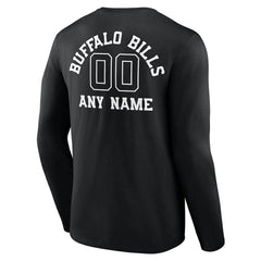 Buffalo Bills Personalized Name & Number Monochrome Long Sleeve T-Shirt - Black T-shirts