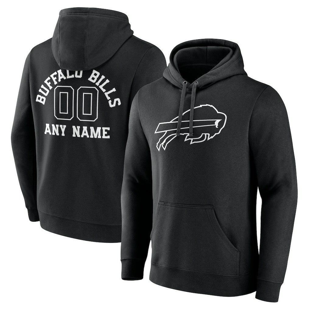 Buffalo Bills Personalized Name & Number Pullover Hoodie - Black Hoodies
