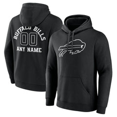 Buffalo Bills Personalized Name & Number Pullover Hoodie - Black Hoodies