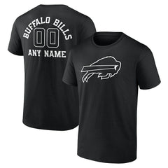Buffalo Bills Personalized Name & Number Monochrome T-Shirt - Black T-shirts