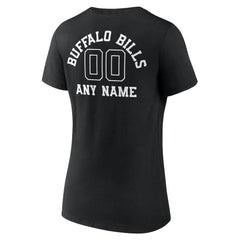 Buffalo Bills Women's Personalized Name & Number Monochrome V-Neck T-Shirt - Black T-shirts