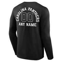 Carolina Panthers Personalized Name & Number Monochrome Long Sleeve T-Shirt - Black T-shirts