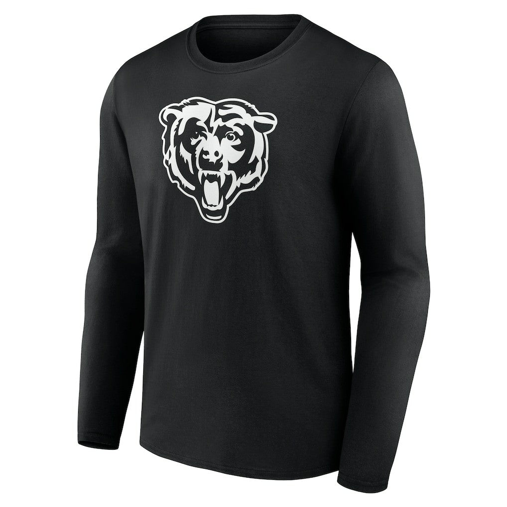 Chicago Bears Personalized Name & Number Monochrome Long Sleeve T-Shirt - Black T-shirts