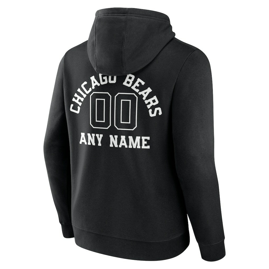 Chicago Bears Personalized Name & Number Pullover Hoodie - Black Hoodies