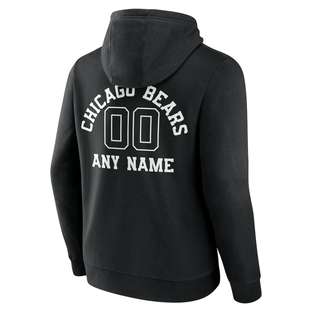 Chicago Bears Personalized Name & Number Pullover Hoodie - Black Hoodies
