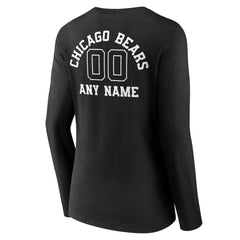 Chicago Bears Women's Personalized Name & Number Monochrome Long Sleeve V-Neck T-Shirt - Black T-shirts