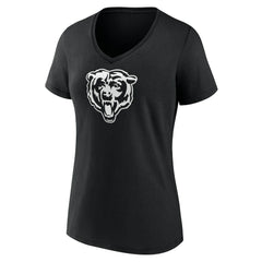 Chicago Bears Women's Personalized Name & Number Monochrome V-Neck T-Shirt - Black T-shirts