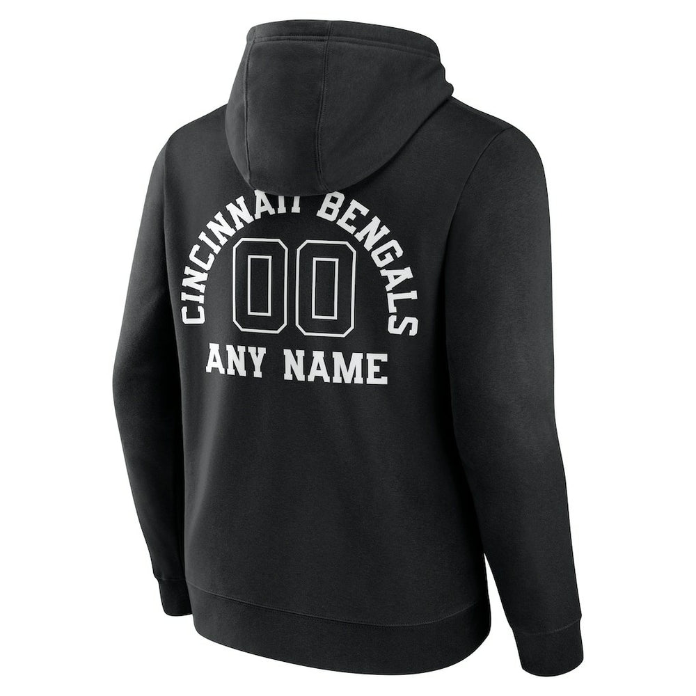 Cincinnati Bengals Personalized Name & Number Pullover Hoodie - Black Hoodies