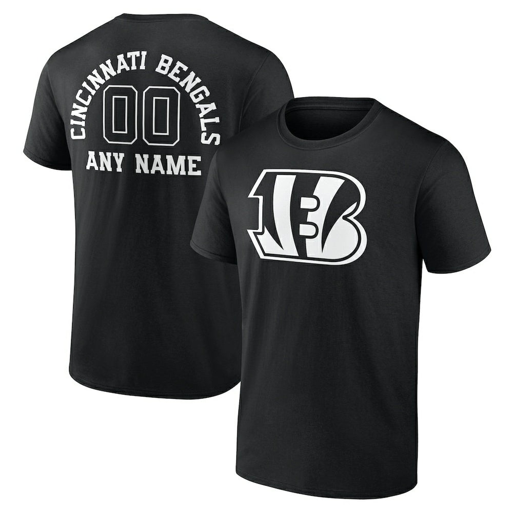 Cincinnati Bengals Personalized Name & Number Monochrome T-Shirt - Black T-shirts