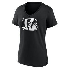 Cincinnati Bengals Women's Personalized Name & Number Monochrome V-Neck T-Shirt - Black T-shirts