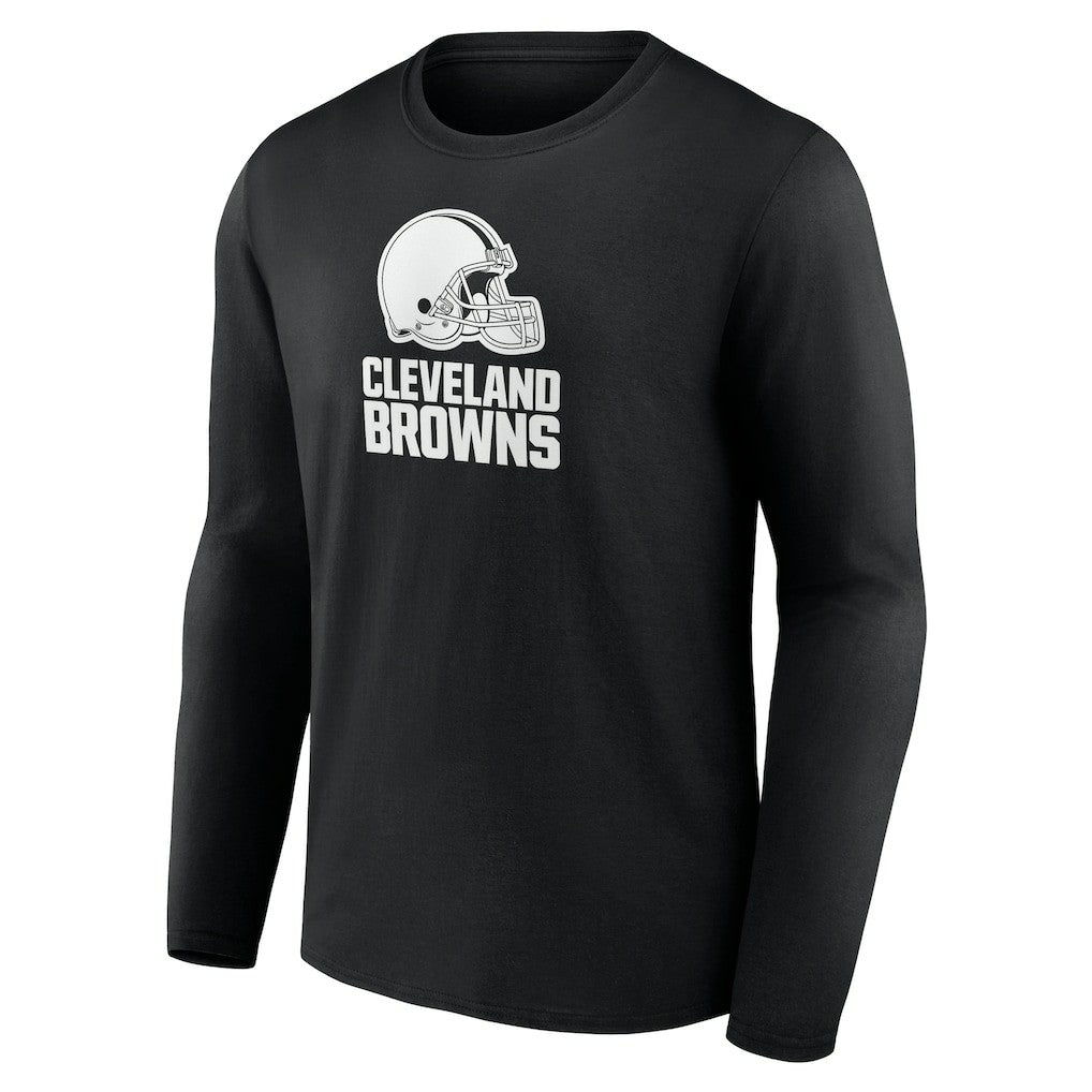 Cleveland Browns Personalized Name & Number Monochrome Long Sleeve T-Shirt - Black T-shirts