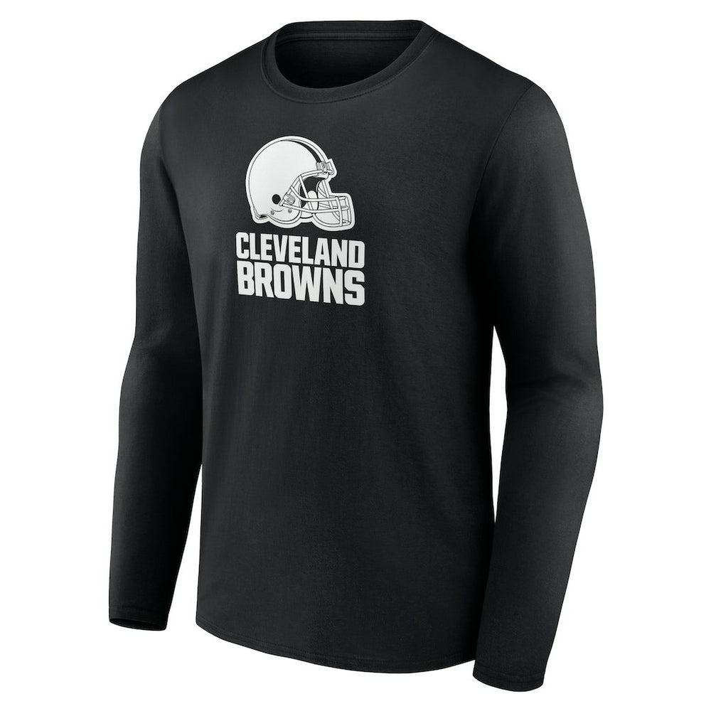 Cleveland Browns Personalized Name & Number Monochrome Long Sleeve T-Shirt - Black T-shirts