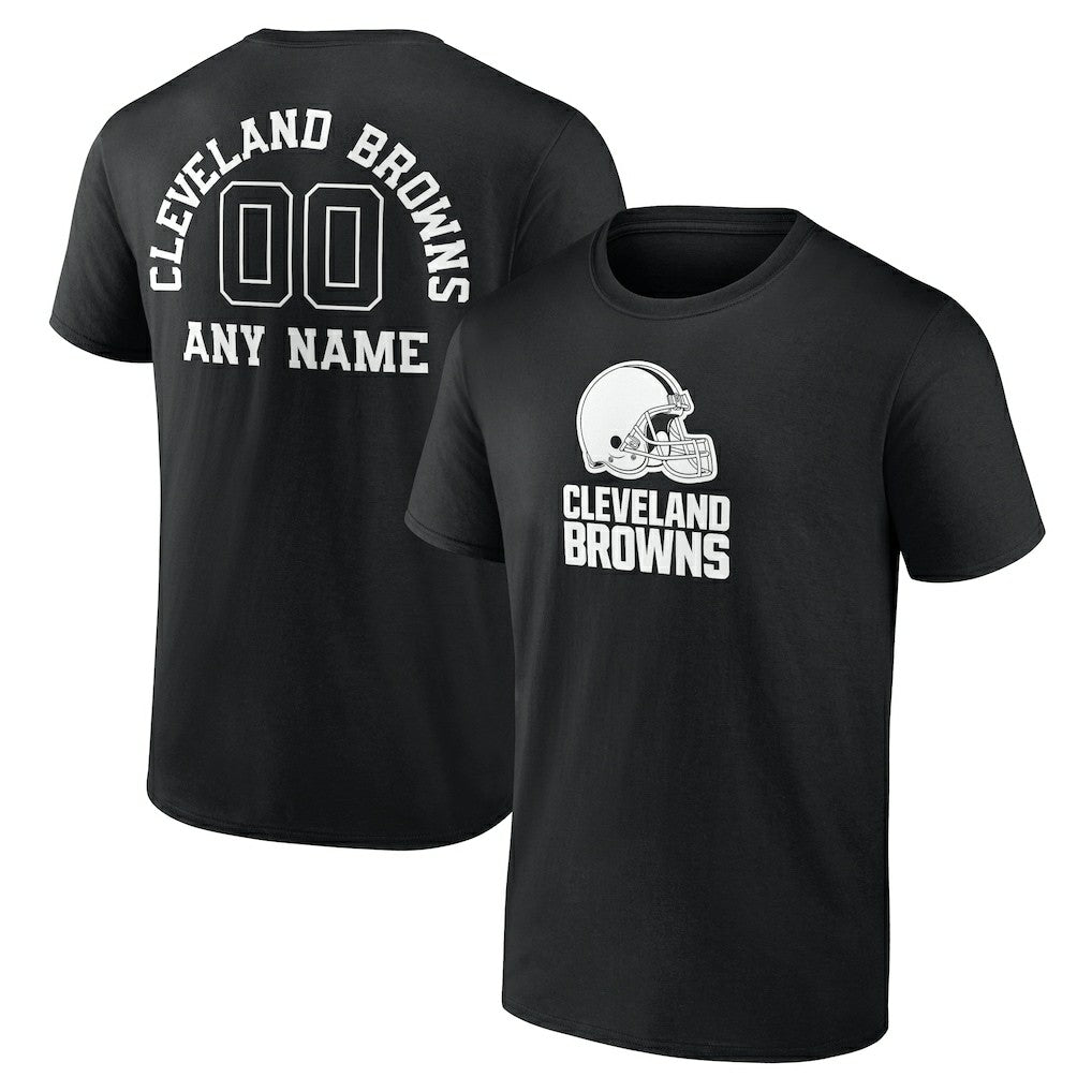 Cleveland Browns Personalized Name & Number Monochrome T-Shirt - Black T-shirts