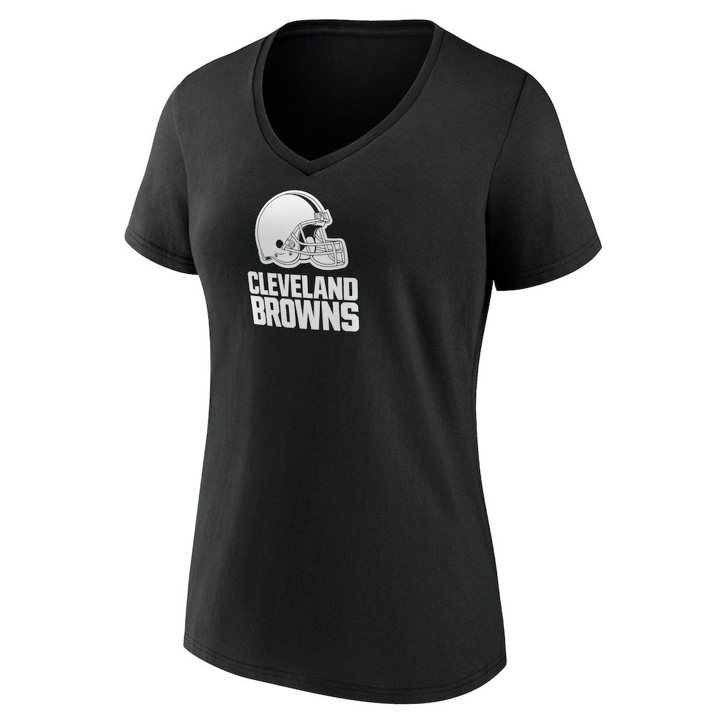 Cleveland Browns Women's Personalized Name & Number Monochrome V-Neck T-Shirt - Black T-shirts
