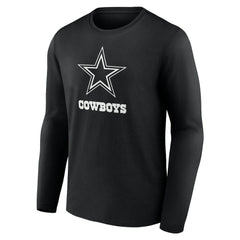 Dallas Cowboys Personalized Name & Number Monochrome Long Sleeve T-Shirt - Black T-shirts