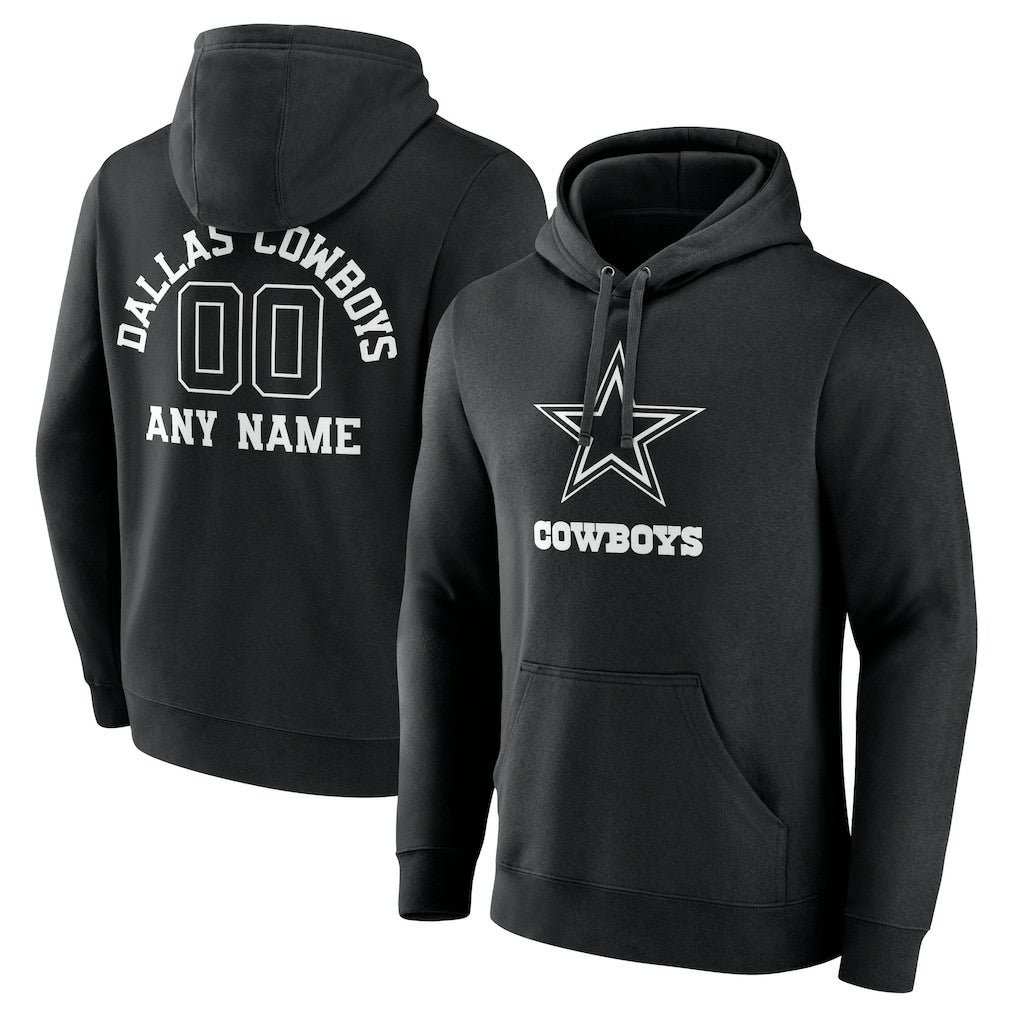 Dallas Cowboys Personalized Name & Number Pullover Hoodie - Black Hoodies