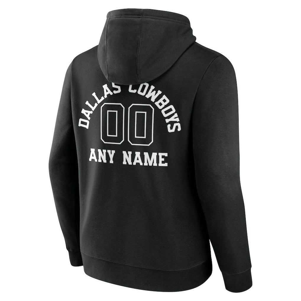 Dallas Cowboys Personalized Name & Number Pullover Hoodie - Black Hoodies