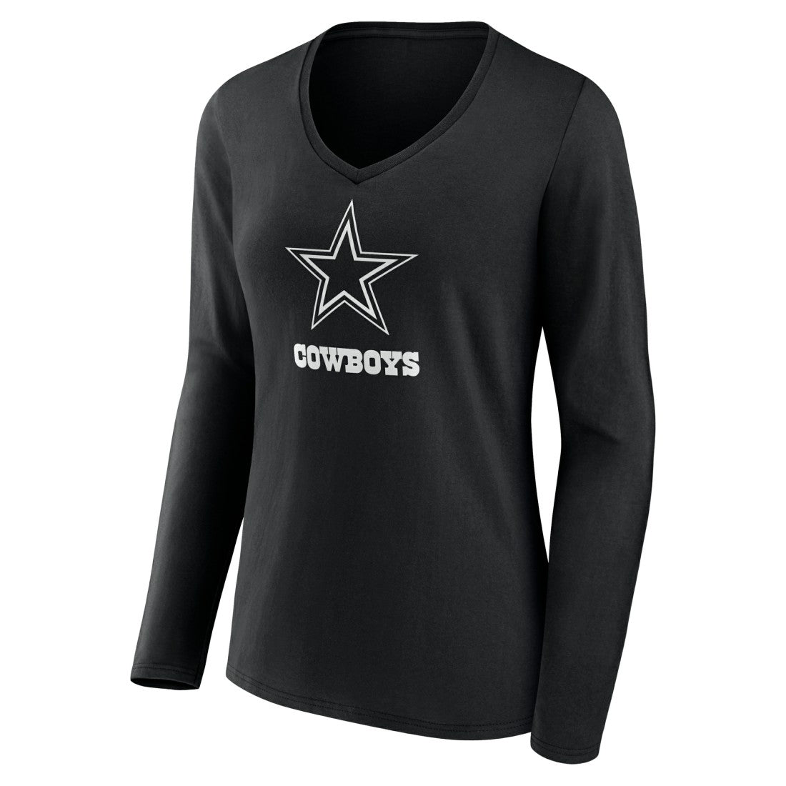 Dallas Cowboys Women's Personalized Name & Number Monochrome Long Sleeve V-Neck T-Shirt - Black T-shirts