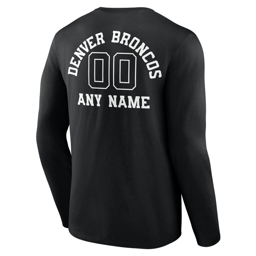 Denver Broncos Personalized Name & Number Monochrome Long Sleeve T-Shirt - Black T-shirts