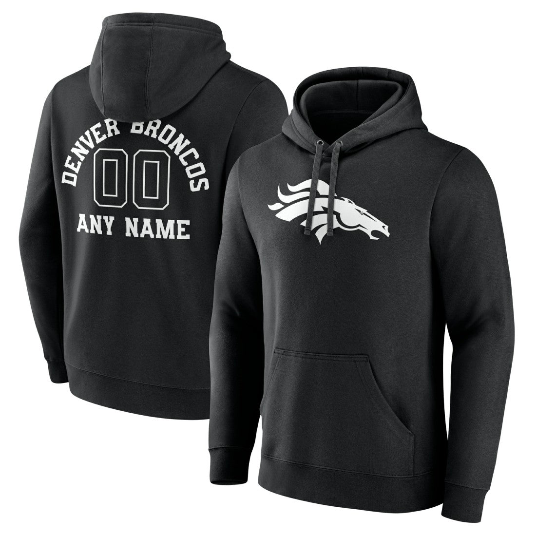 Denver Broncos Personalized Name & Number Pullover Hoodie - Black Hoodies