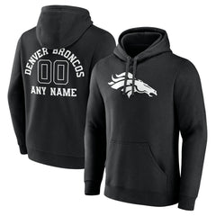 Denver Broncos Personalized Name & Number Pullover Hoodie - Black Hoodies