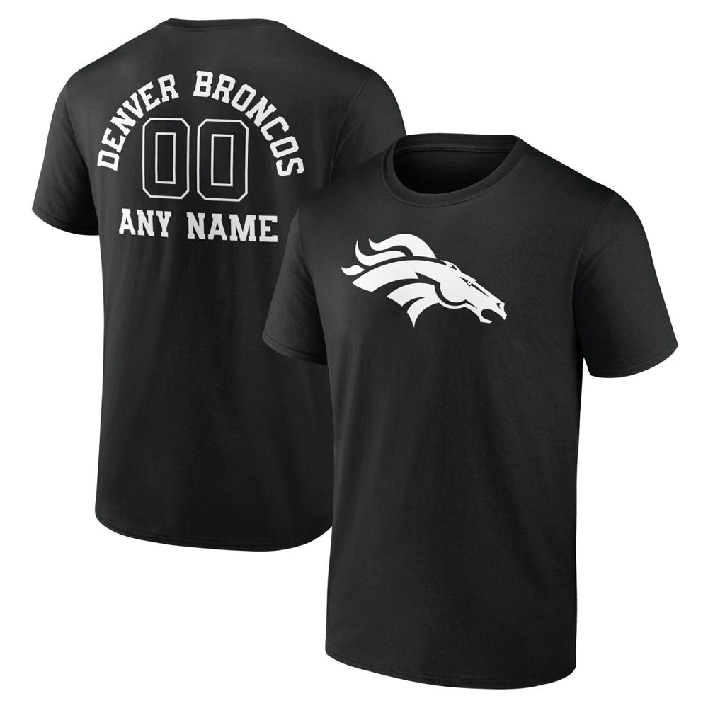Denver Broncos Personalized Name & Number Monochrome T-Shirt - Black T-shirts