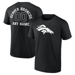 Denver Broncos Personalized Name & Number Monochrome T-Shirt - Black T-shirts