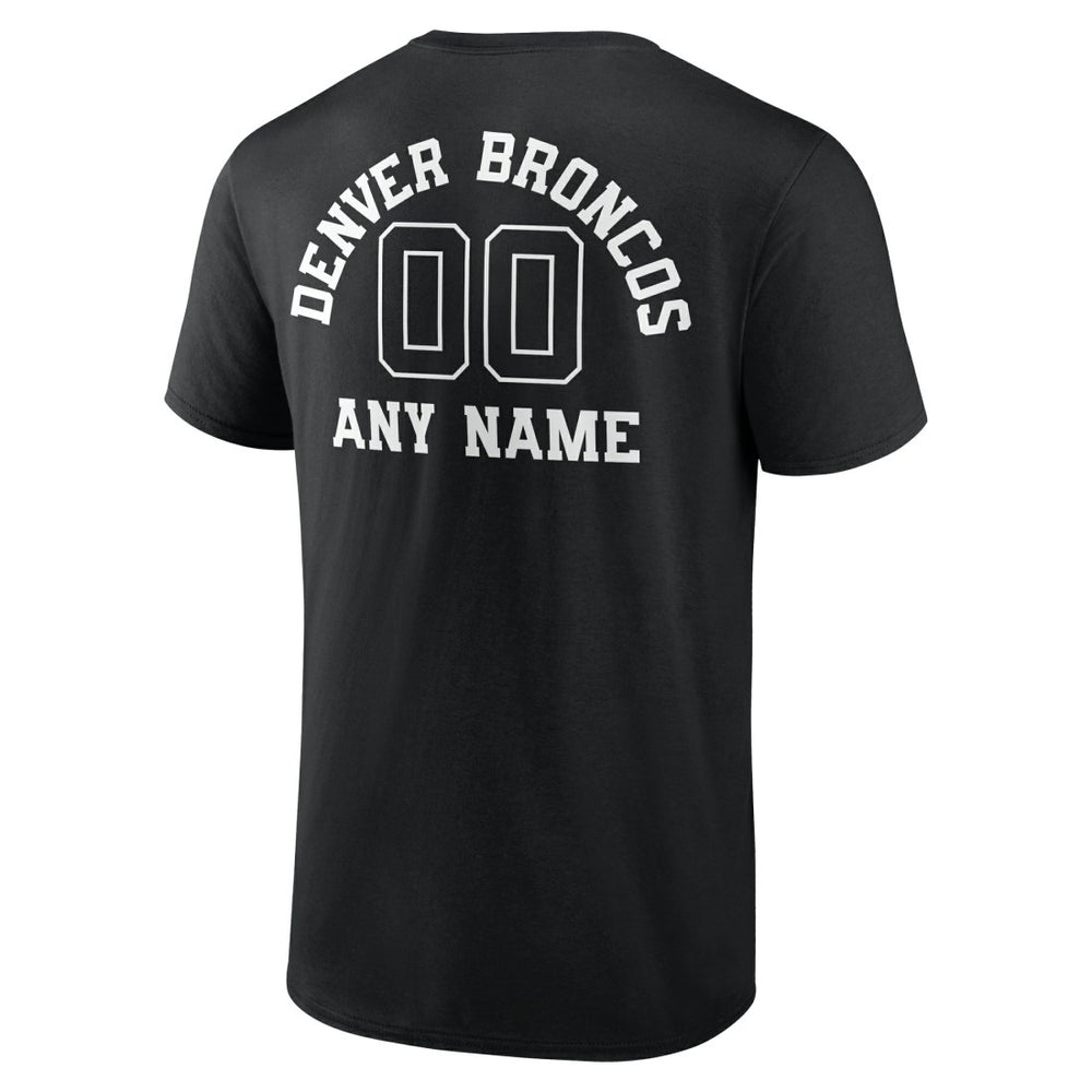 Denver Broncos Personalized Name & Number Monochrome T-Shirt - Black T-shirts
