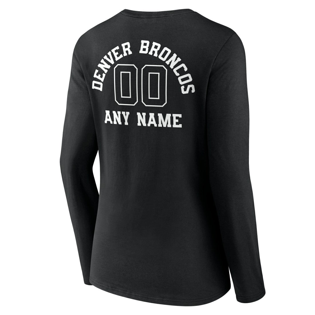 Denver Broncos Women's Personalized Name & Number Monochrome Long Sleeve V-Neck T-Shirt - Black T-shirts