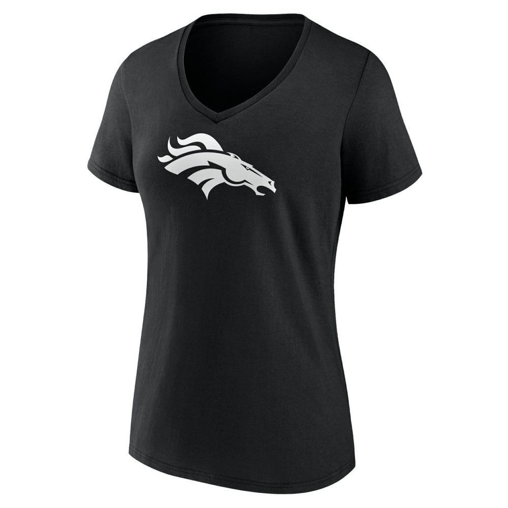 Denver Broncos Women's Personalized Name & Number Monochrome V-Neck T-Shirt - Black T-shirts